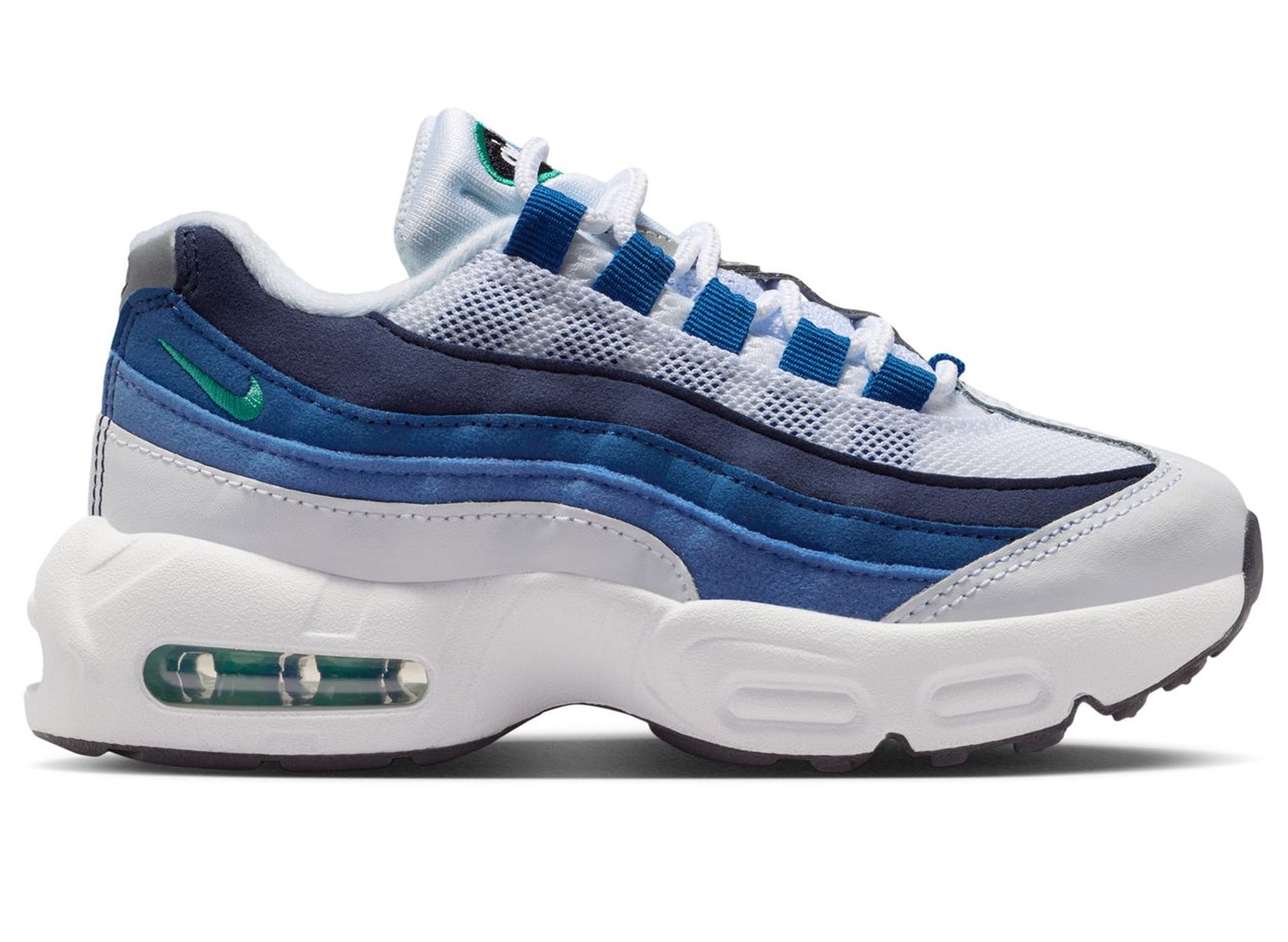 PS Nike Air Max 95 Premium in White / Emerald Green / Lake Blue