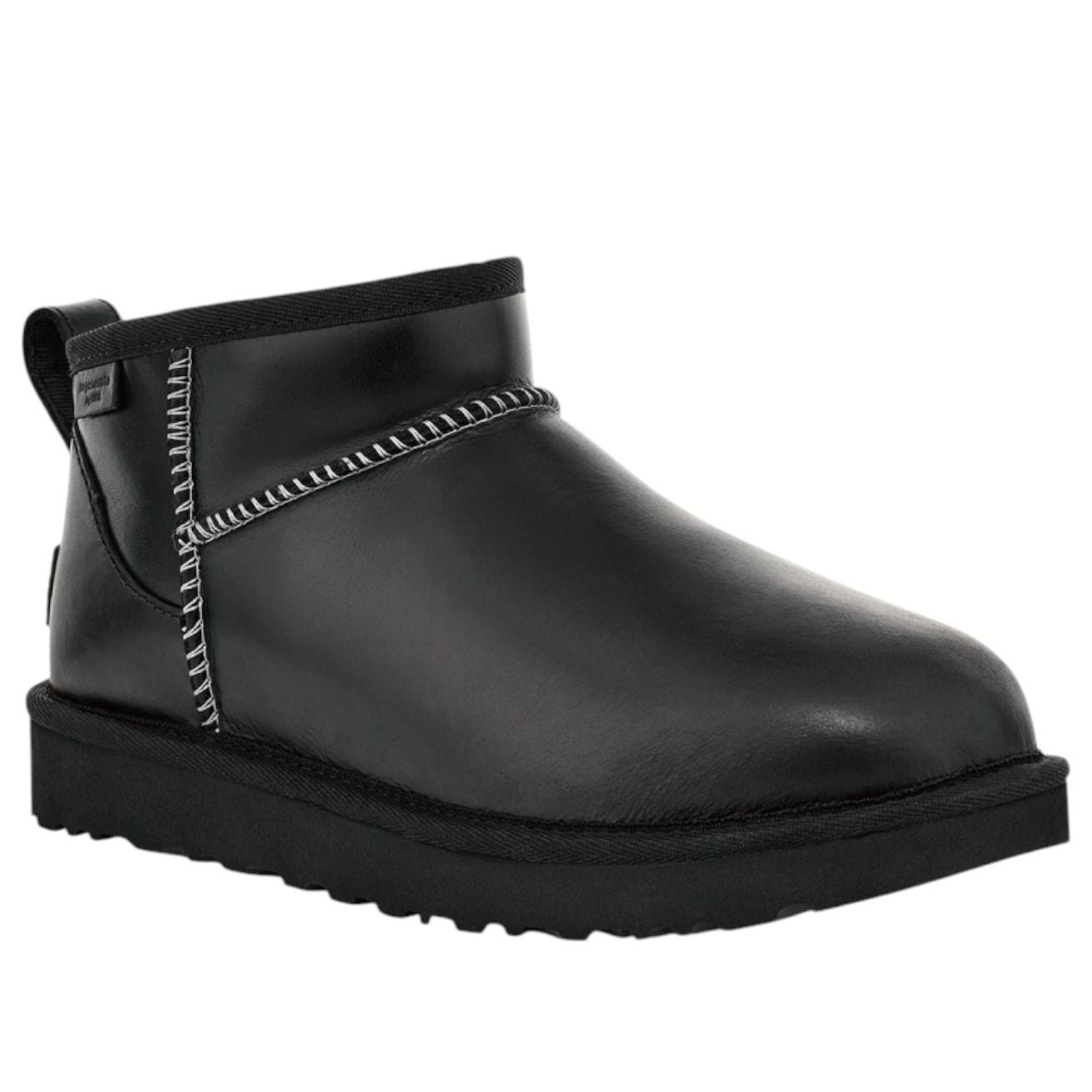 (WMNS) UGG Classic Ultra Mini LTHR Regen Snow Boots 'Black' 1163490-BLK