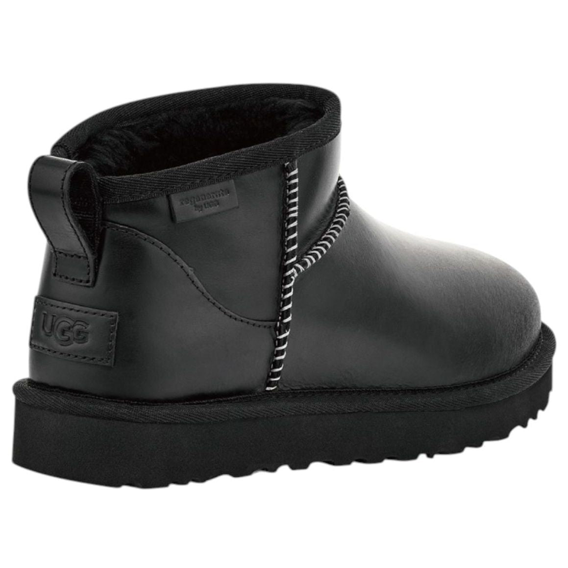 (WMNS) UGG Classic Ultra Mini LTHR Regen Snow Boots 'Black' 1163490-BLK