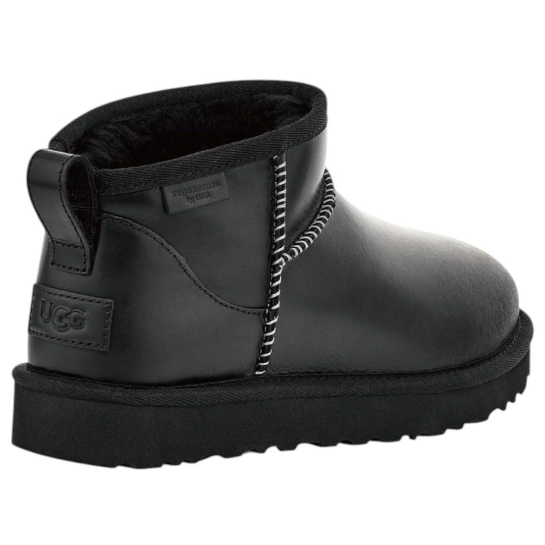 (WMNS) UGG Classic Ultra Mini LTHR Regen Snow Boots 'Black' 1163490-BLK